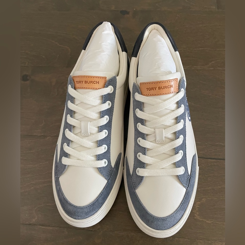 Tory Burch Signature T-Logo Color Block Suede and Calf Leather Sneaker